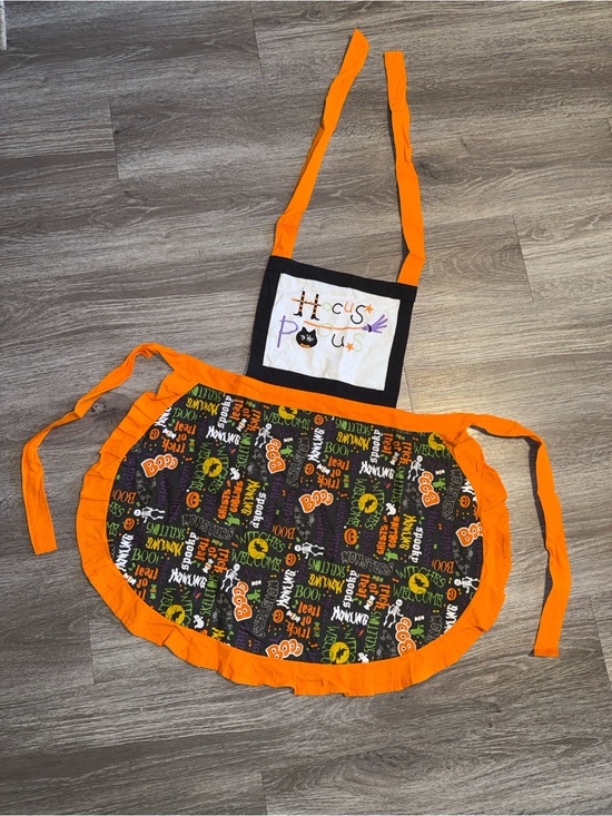 Other - Halloween 'Hocus Pocus' Stitched Apron with Orange Trim